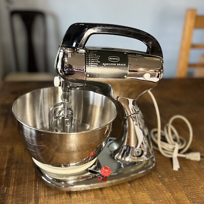 Hamilton Beach ミキサー ステンレス Hamilton Beach Model 25 W/ 10-speed Chrome Stand Mixer w/meat