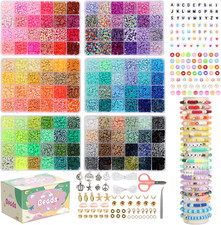 15000 Clay Beads Bracelet Making Kit, 144 Colors 6 Boxes Friendship Bracelet Cha