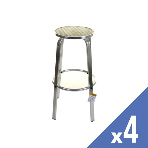 Bar Stool Furniture Bistro High Chair Chrome Lightweight Aluminium Cafe Seat - Picture 9 of 9