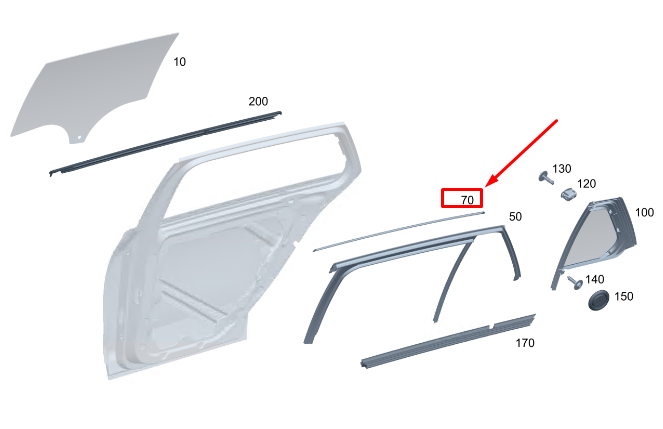 Neu MERCEDES-BENZ C W206 Türführungsschiene hinten rechts A2066909800 Original