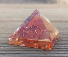 SMALL (25-30mm) CARNELIAN COIL ORGONE GEMSTONE PYRAMID ORGONITE