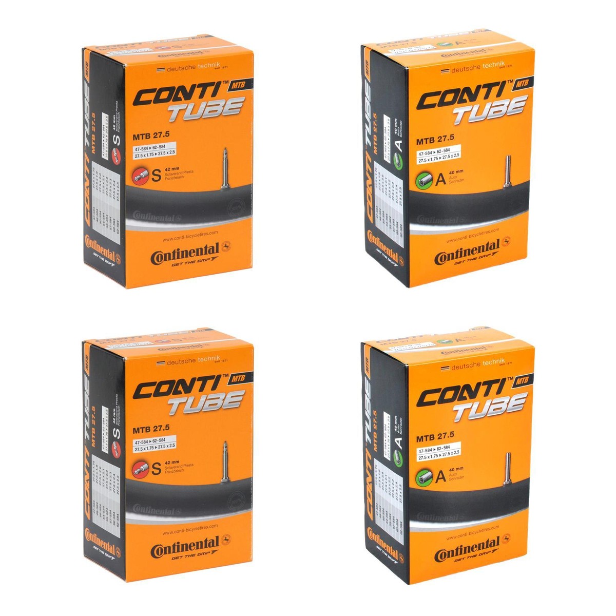 1-4 x Continental MTB Mountain Bike inner tubes Presta