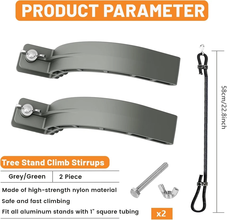2 Piece Tree Stand Climb Stirrups, Sturdy Climbing Tree Stand Accessories, Hunti - Image 2 of 4