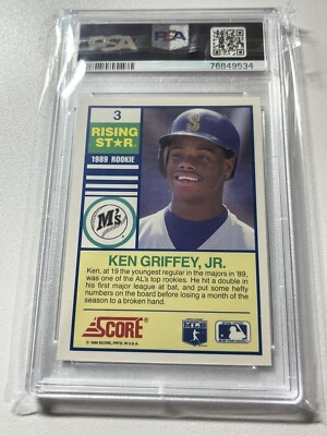 1990 Score Rising Stars KEN GRIFFEY JR BASEBALL CARD #3 PSA MINT 9