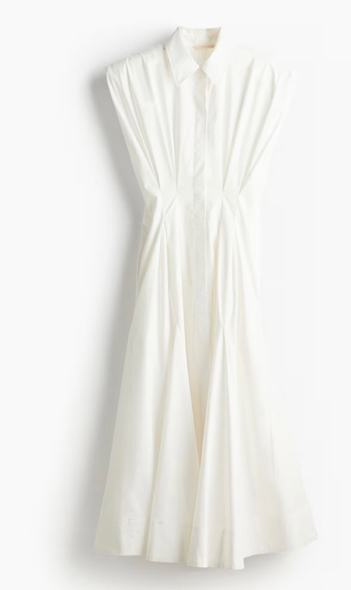 h&m shirt dress with tapered waist Women's White Shirt Dress with Tapered Waist