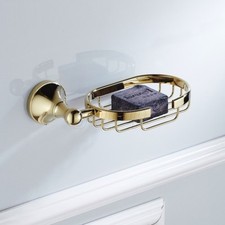 Polished Gold Brass Bathroom Shower Soap Basket Wall Mounted Soap Dish Holder