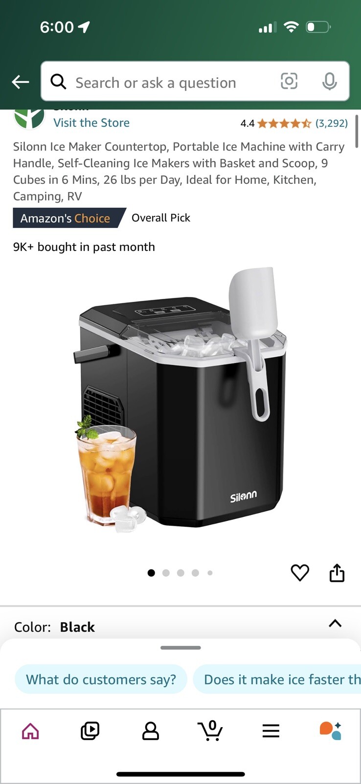 Silonn Ice Maker Countertop Portable Ice Machine with Carry Handle  SLIM21B-image