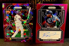 2022 Panini Prizm Ronnie Dawson Burgundy Cracked Ice /25 + Auto /50 Astros