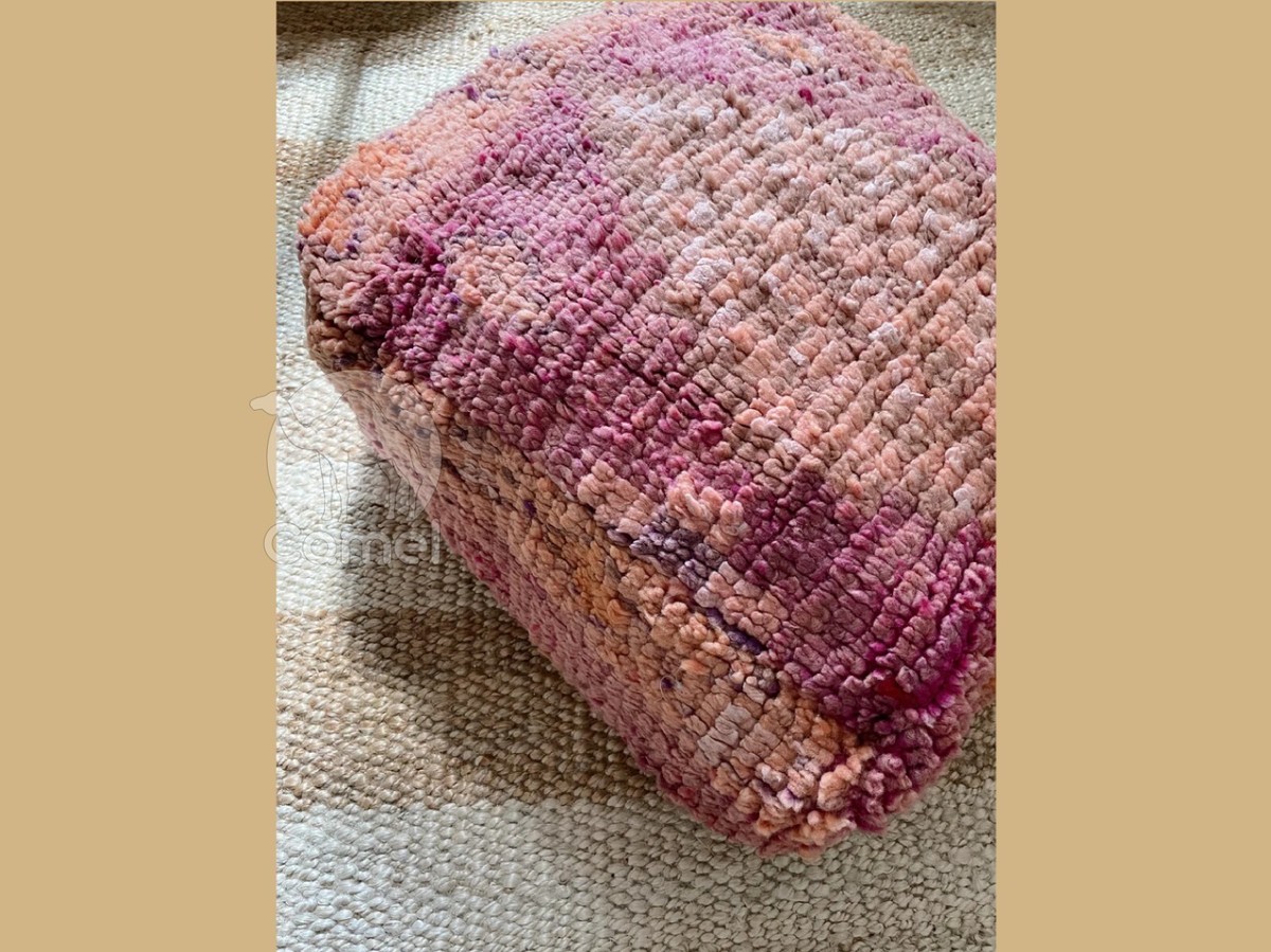 Vintage wool Handmade Moroccan, DDP USA Pouf Berber Kilim Floor