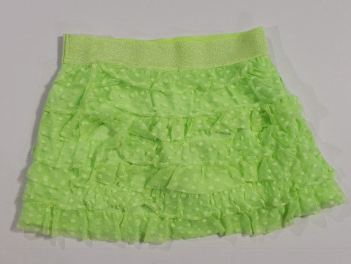 Justice Neon Yellow/Green Ruffled Polka Dot Girls Skirt/Skort Size 16 Pre-Owned - Picture 3 of 11
