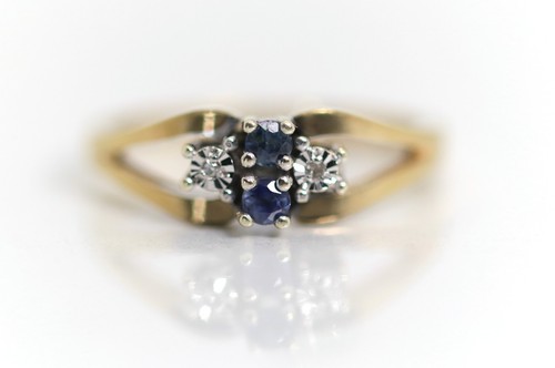Mujer Oro Blanco Amarillo Anillo 333/8kt, Topacio Azul + Diamantes, Anillo: 56 - Imagen 3 de 9