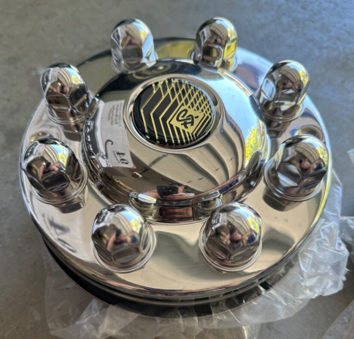 6 Chrome-plated steel semi tractor or bus front axle 8 lug cover