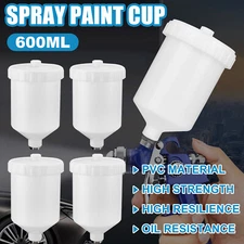 4X Car Plastic Air Gravity Feed Spray Paint Gun Airbrush Cup Pot 600ml Capacity