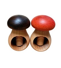 Set of 2 Oak Wood Nutcrackers – Walnut and Hazelnut Cracker Red & Dark Brown