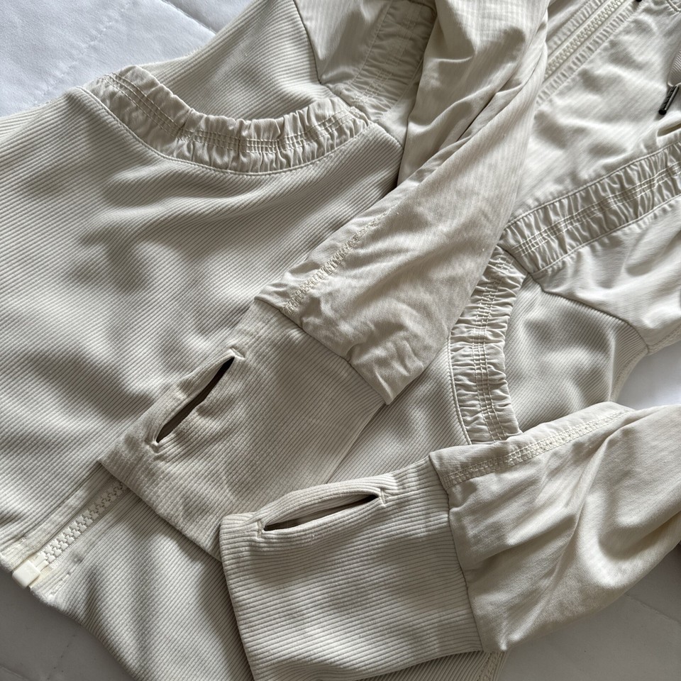 Lululemon W4BCI Cream Ivory Full Zip Hooded Define Athletic Jacket Size