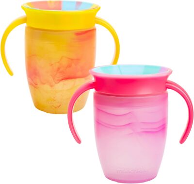 Munchkin Miracle 360 6+ Monate 7 Unzen Baby Schnabeltassen 2er-Pack. Trainer Tasse, Baby mit