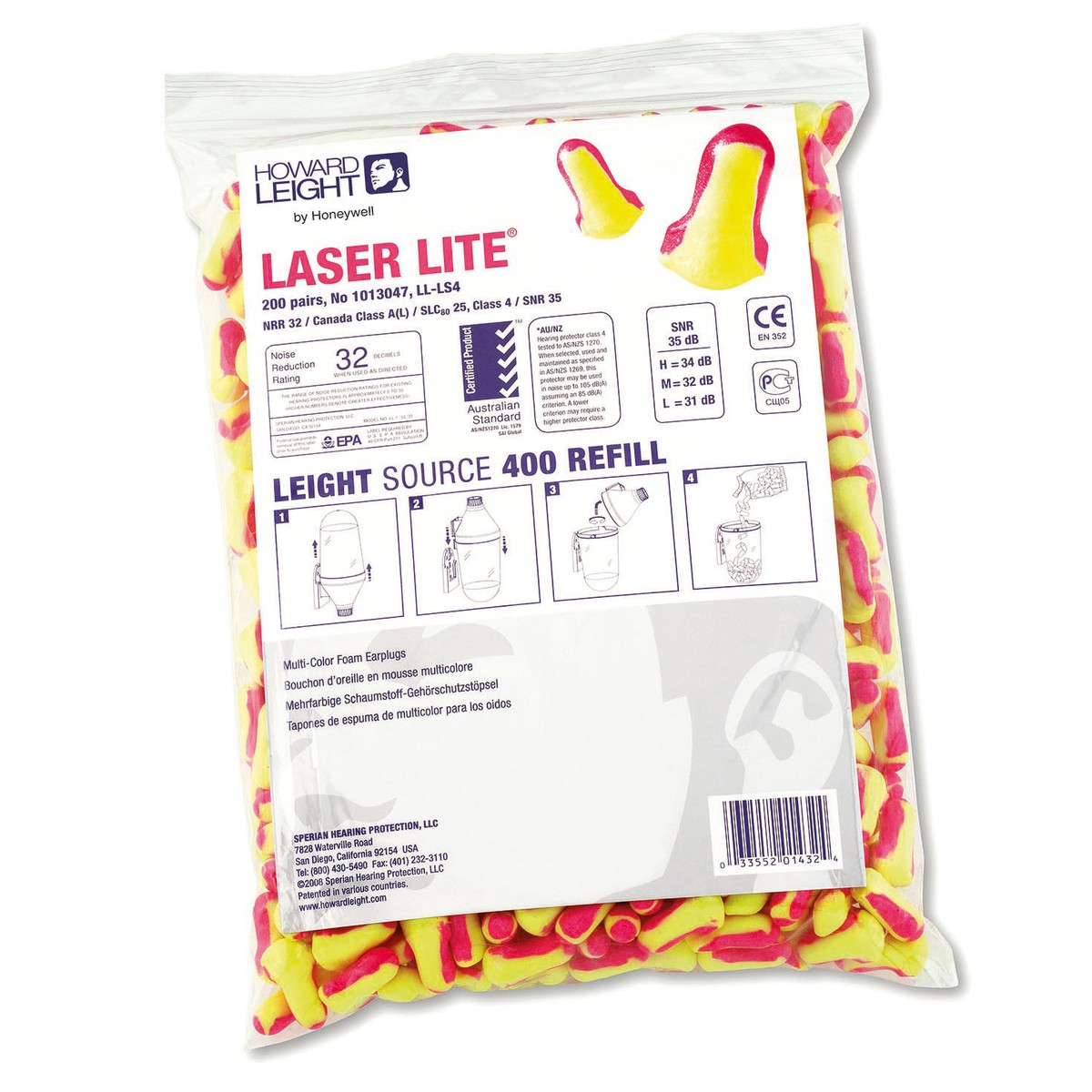 Honeywell Howard Leight Dispenser Laser Lite Max Max Lite LS400 Refill Earplugs
