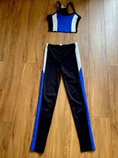 Blue Colorblock Activewear Set Crop Top  Leggings Size-S