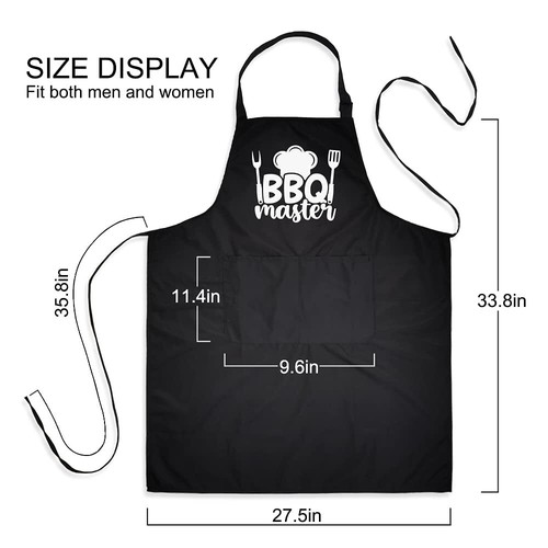 BBQ Master Funny BBQ Apron for Men Women Black Adjustable Waterproof Cooking ... - Picture 2 of 5