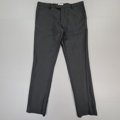 Ohne Vorurteil Herren Anzughose schwarz W36 L32 Wollmischung gestreift Hose
