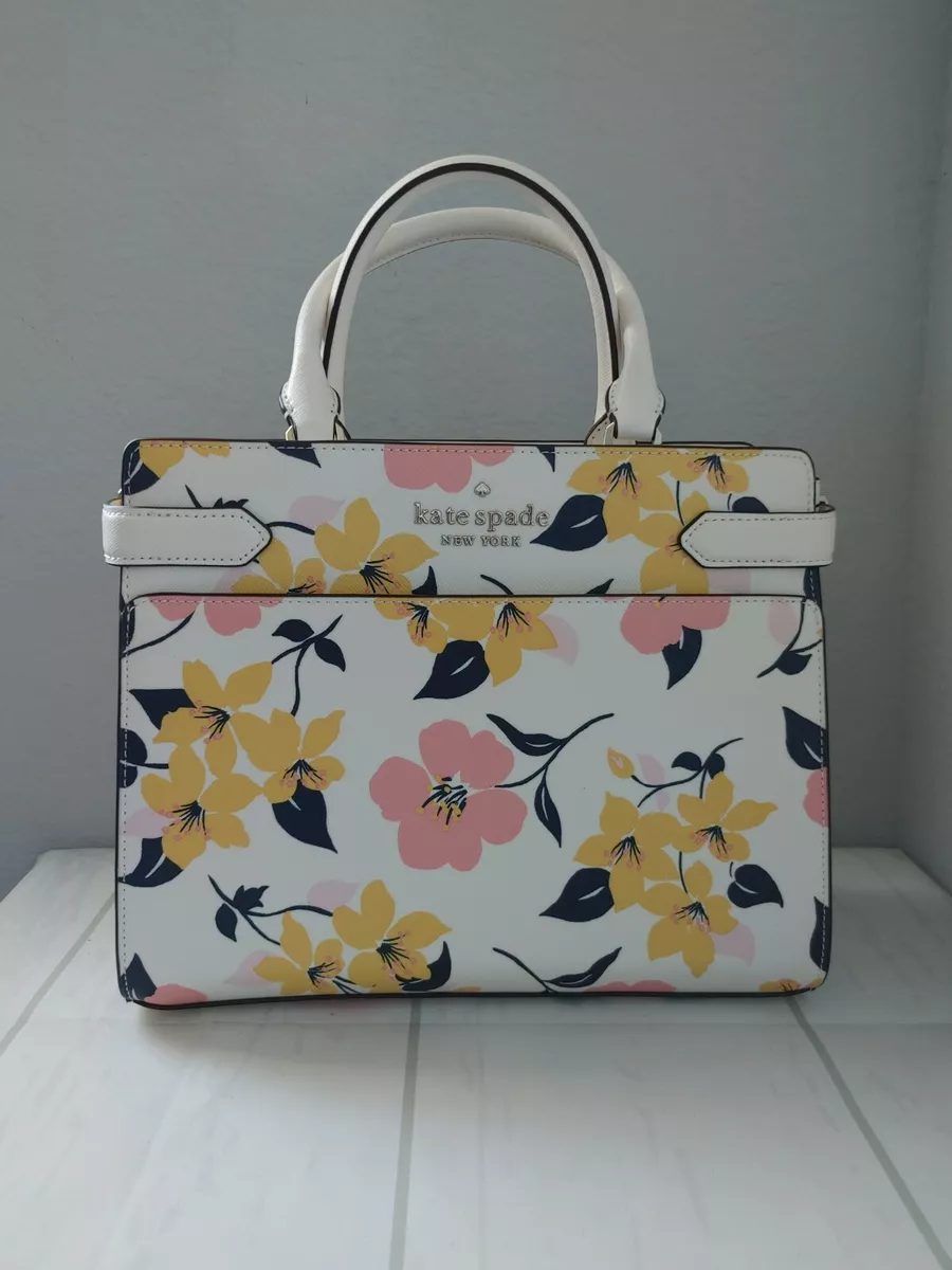 Kate Spade Staci Lily Bloom Floral Medium Satchel Cream Multi | eBay