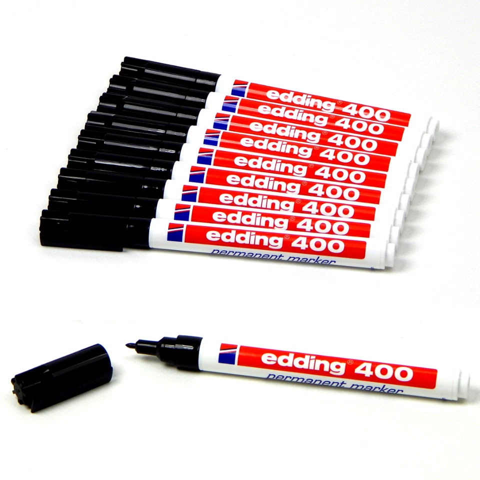 10 x edding - Permanent-Marker 400 - schwarz - 1 mm Spitze - 10er-Pack