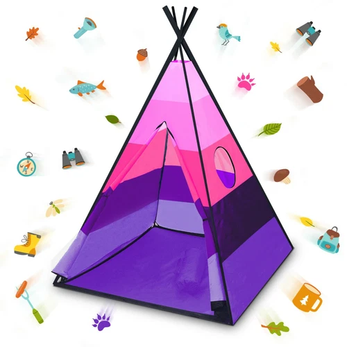 USA Toyz Happy Hut Teepee Tent for Kids - Pink