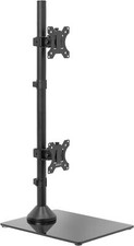 VIVO Dual Monitor Desk Stand with Tempered Glass Base, Free-Standing Black