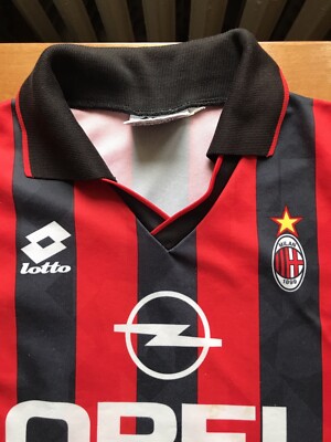 ウェア 90s LOTTO FC Milan Football Game Shirt AC MILAN 1995 1996 HOME FOOTBALL SHIRT SOCCER JERSEY LOTTO