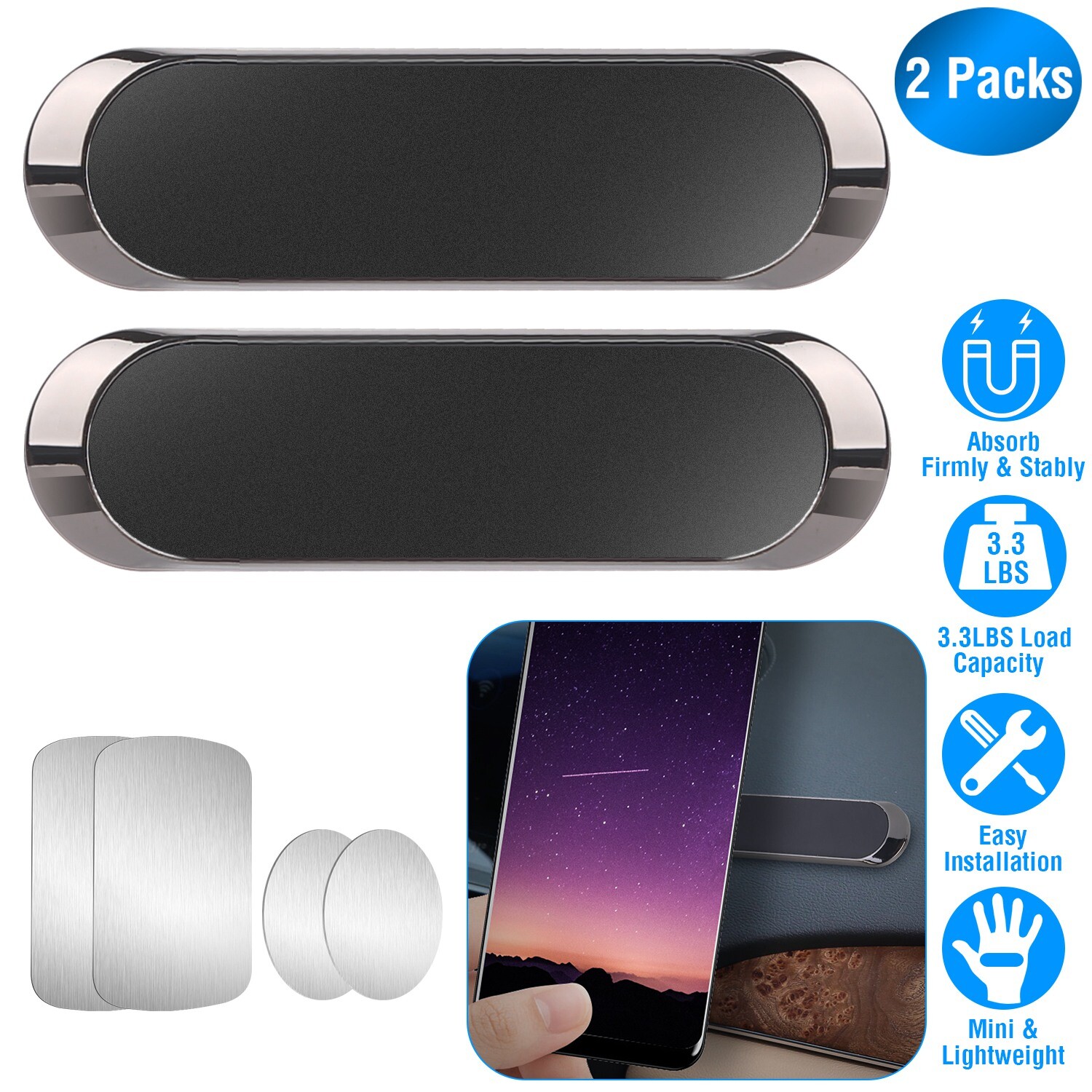 2-in-1 Universal Magnetic Car Phone Mount for iPhone & Samsung  -image