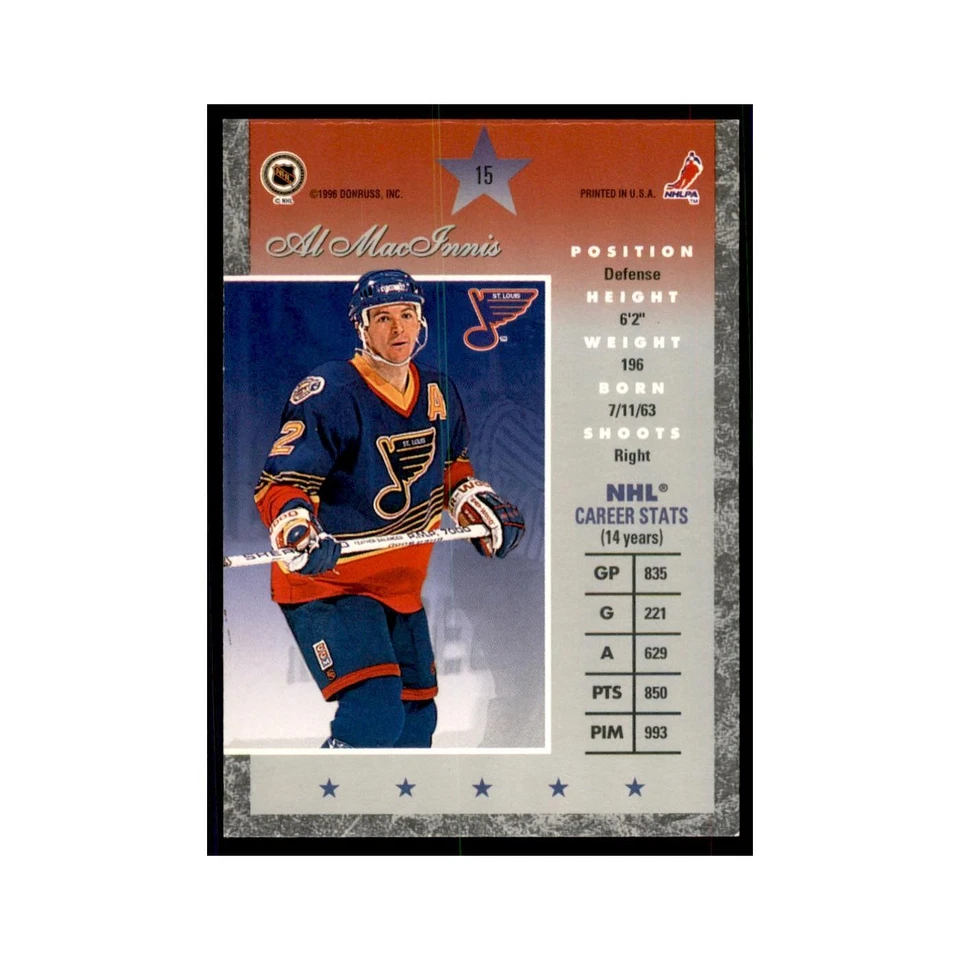 1996 Donruss Elite Al MacInnis Hockey Cards #15 - Image 2 of 3