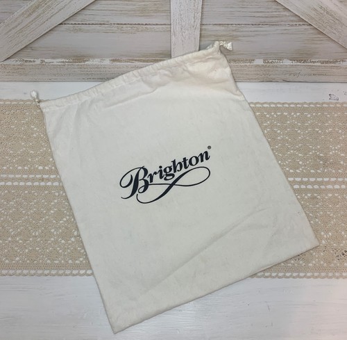 Brighton Ivory W Black Logo Flannel Drawstring Dust Bag Shoe Storage 16.5" x 14" - 第 1/1 張圖片