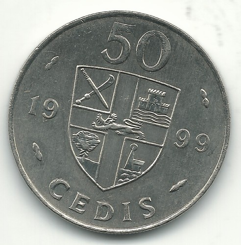 HIGH GRADE UNC 1999 GHANA 50 CEDIS COIN-JUL138