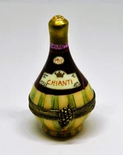 LIMOGES FRANCE BOX - ROCHARD -  ITALIAN CHIANTI WINE BOTTLE - GRAPES - ITALY