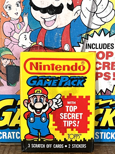 1989 Topps Nintendo® Game Pack 3 tarjetas rasca y gana 2 pegatinas Super Mario ¡embalaje original!! - Imagen 21 de 24
