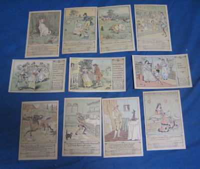 11 VINTAGE REPRO OF VICTORIAN POSTCARDS BY RANDOLPH CALDECOTT 50+ YEARS OLD