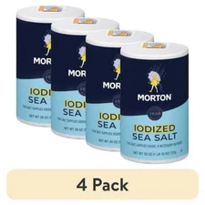 (4 pack) Morton® All-Purpose Iodized Sea Salt, 26 oz Round Can
