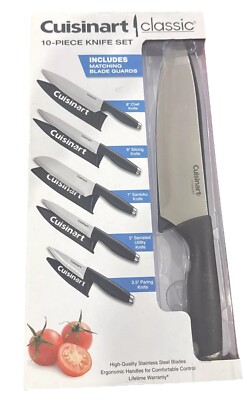 NEW Cuisinart Classic 10 Pc Knife Set C77-10SM Chef Santoku Utility Knives