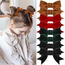 8 Pcs Velvet Hair Bows Christmas Bow Hair Clips Kids Girls Xmas Stocking