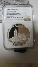 Liberia Africa 2000 Dublin Ireland 999 Silver $20 Super NGC PF 67 Ultra Cameo