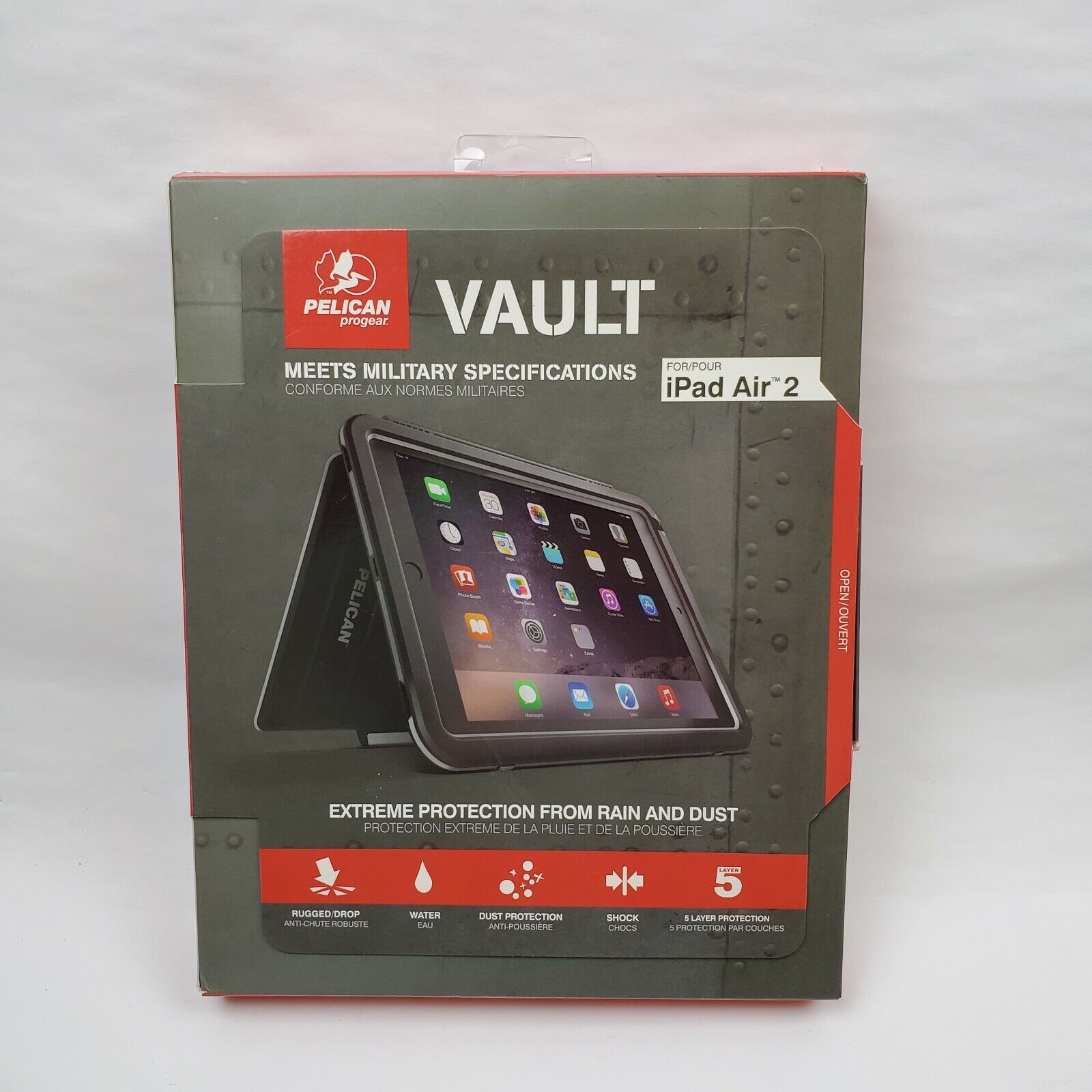 New Pelican Products ProGear Vault C11080-P60A-BLK Mil Spec for Apple iPad Air 2