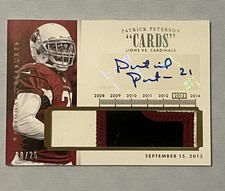 2014 National Treasures Patrick Peterson GAME USED Patch AUTO GOLD /25 FILTHY!