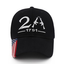 2A 1791 Hats Embroidery Adjustable American Flag Baseball Cap (US, Alpha, Med...