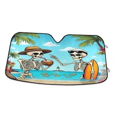 Beach Vacation Skull Car Windshield Sunshades 55 inch 27.6 inch Multi 03