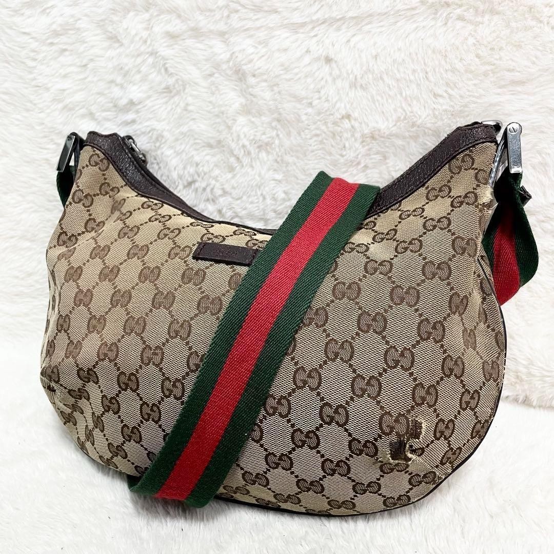 GUCCI GG Canvas Sherry Line Large Capacity Shoulder Bag DDU