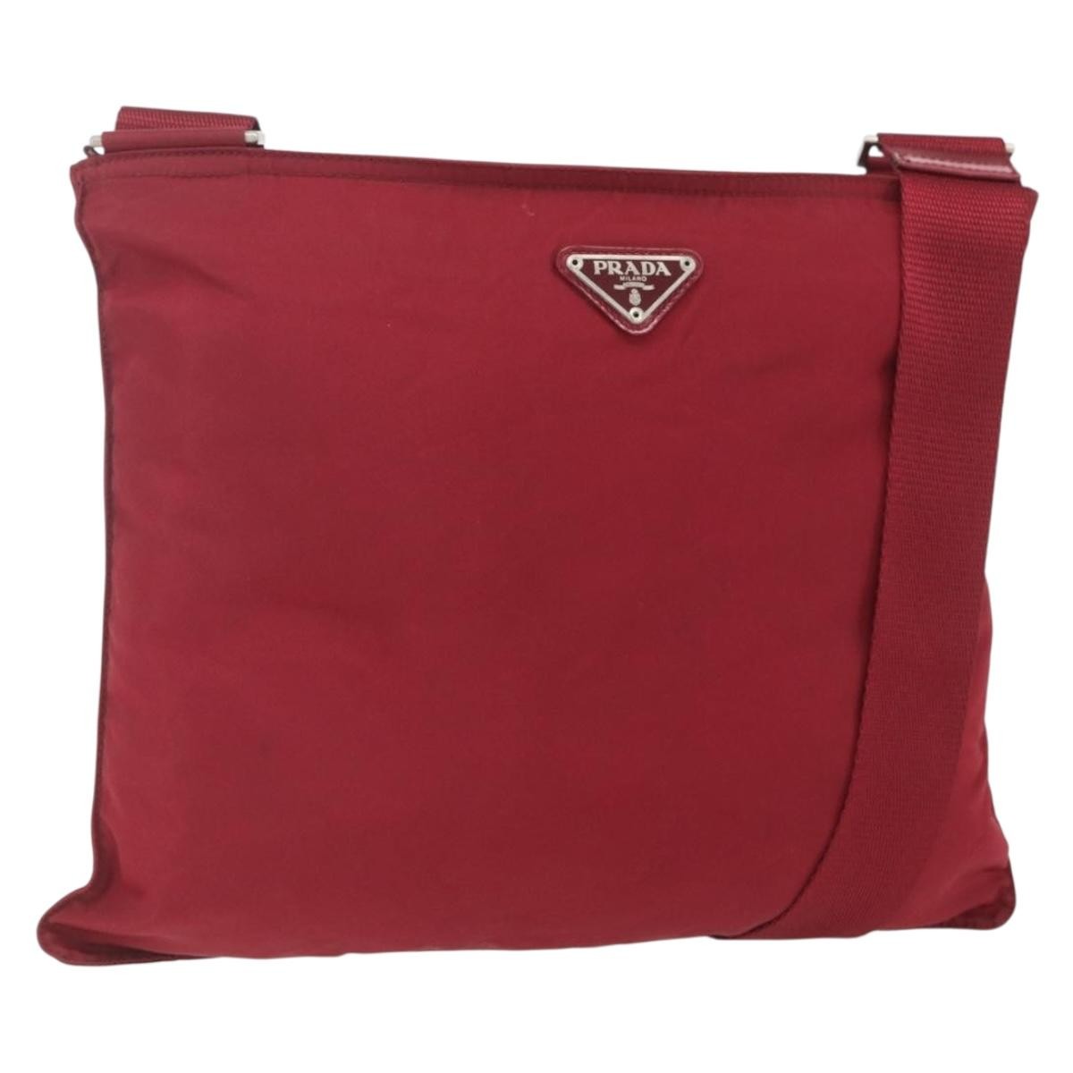 Prada Zip Top Messenger Bag Tessuto Red Nylon Shoulder Bag Bag Authentic thumbnail 17
