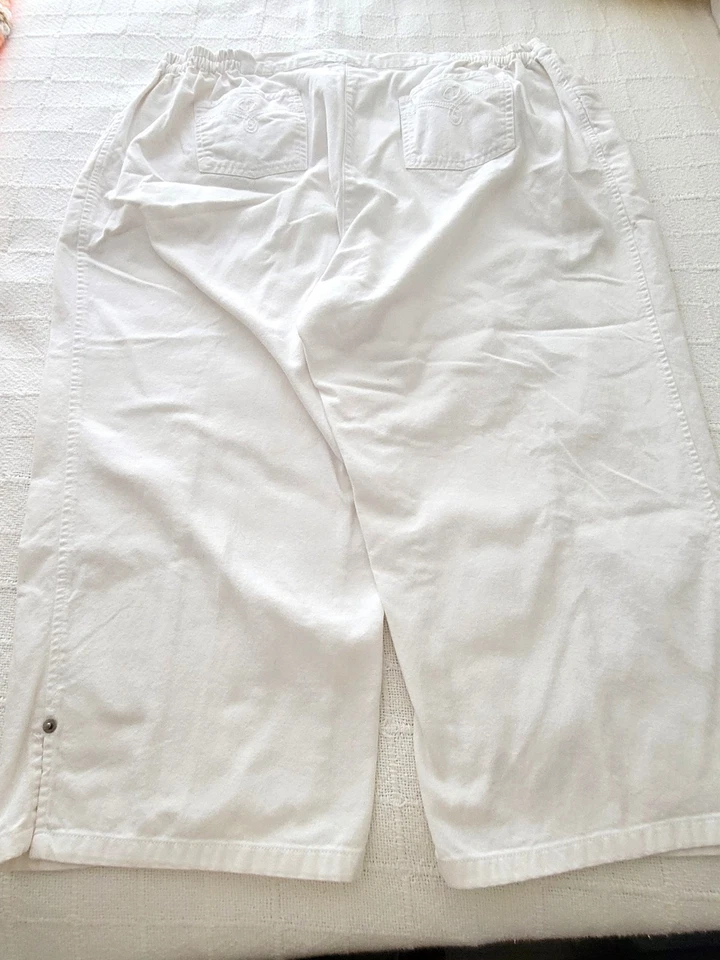 Pantalones Cathy Daniels Capri Blanco Denim Cintura Elástica Talla XL 100% Algodón Foto 2 de 4