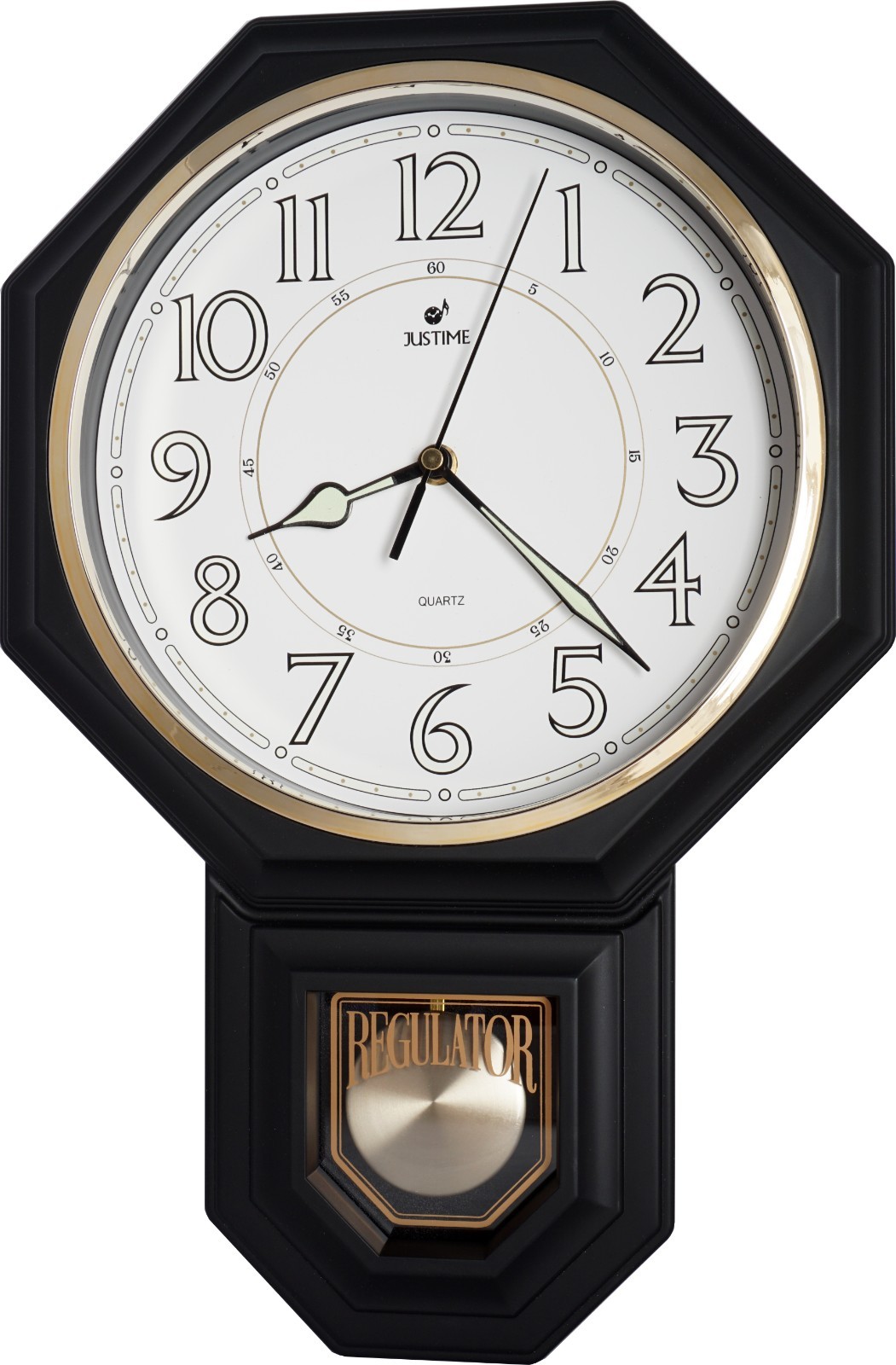 JUSTIME Luminous Regulator Pendulum Wall Clock Schoolhouse Westminster Chime