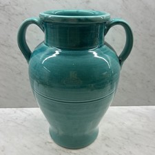 Pottery Barn Italian Made Teal Vase 10” Preowned 