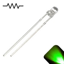 5 x 12v 3mm LED Light Pure Green Ultra Bright Internal Resistor 5v-15v 9v 6 no